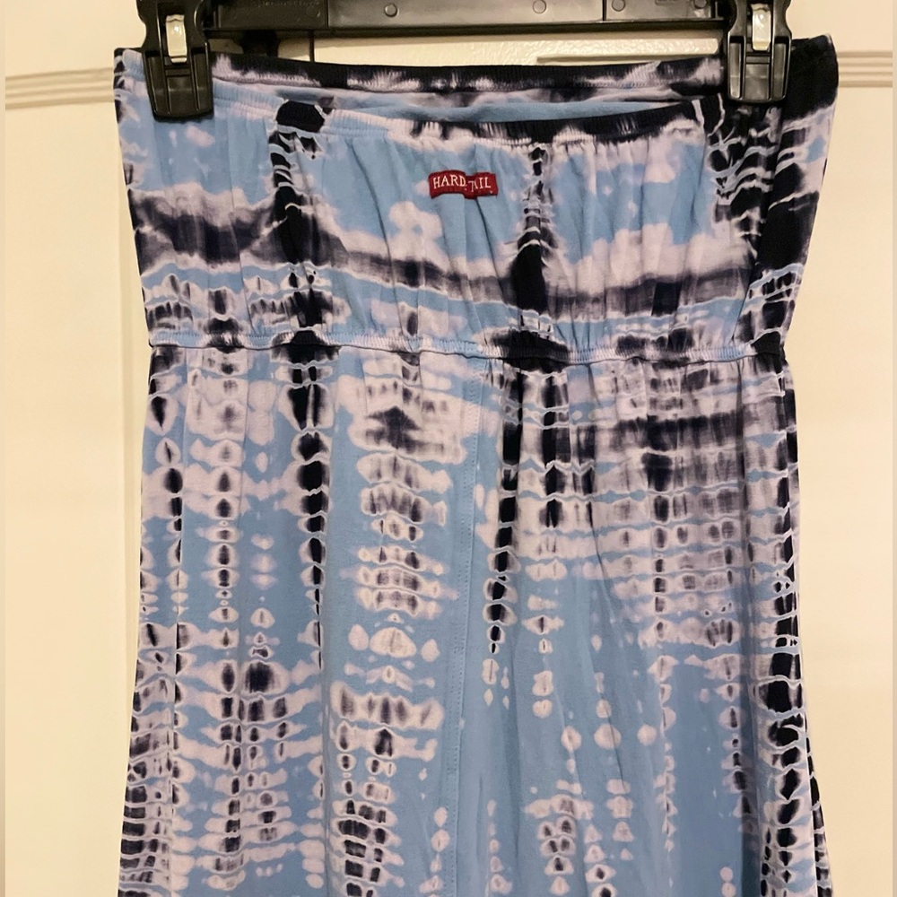 Hard Tail strapless blue tie dye long dress